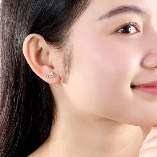 Bông Tai Bạc Cao Cấp Điểm Đá Phá Cách Hiện Đại - Ảnh 2