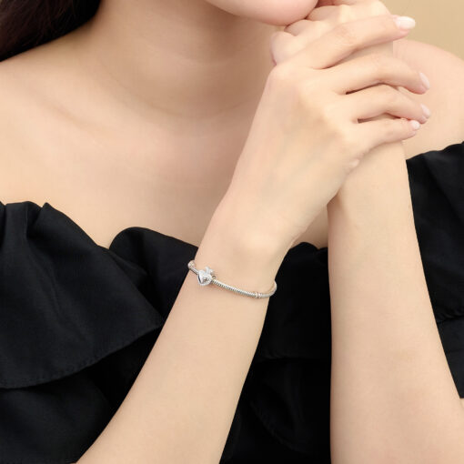 Hạt Charm Bạc Cao Cấp Tim Viền Đá Yêu Thương - Ảnh 2