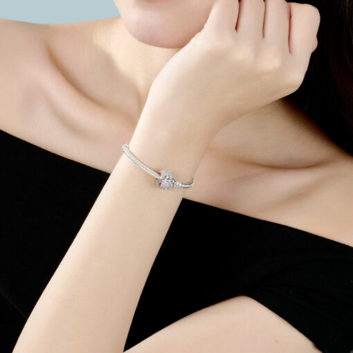 Hạt Charm Bạc Cao Cấp Hoa Pha Lê Tím Thanh Tao - Ảnh 2