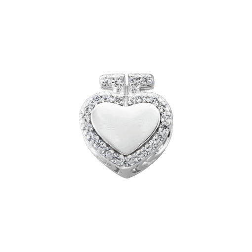 Hạt Charm Bạc Cao Cấp Tim Viền Đá Yêu Thương