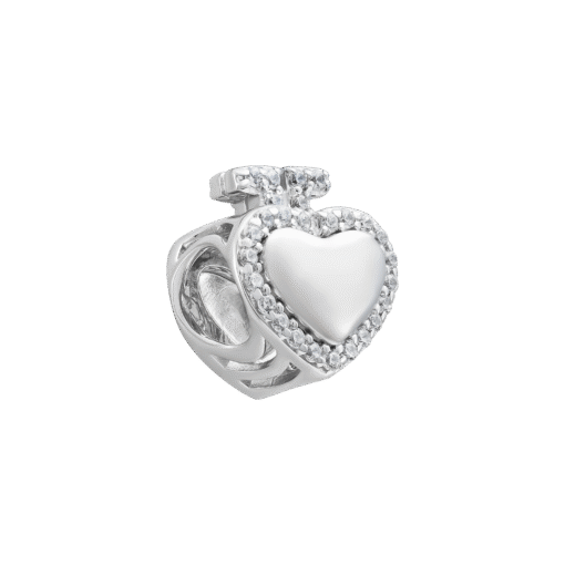 Hạt Charm Bạc Cao Cấp Tim Viền Đá Yêu Thương - Ảnh 3