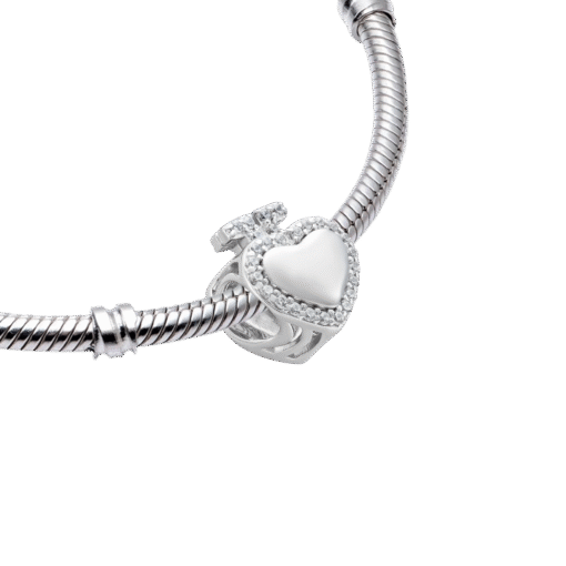 Hạt Charm Bạc Cao Cấp Tim Viền Đá Yêu Thương - Ảnh 4