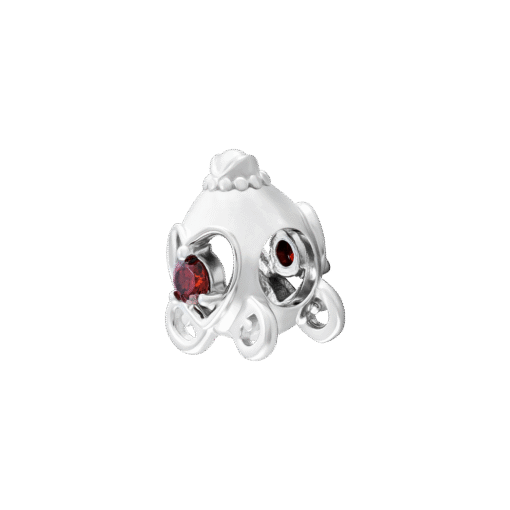 Hạt Charm Bạc Cao Cấp Xe Ngựa Hoàng Gia Chấm Đá Đỏ Ruby - Ảnh 3