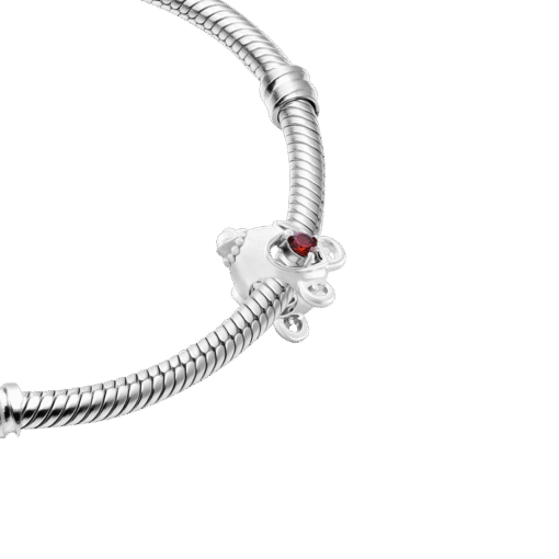 Hạt Charm Bạc Cao Cấp Xe Ngựa Hoàng Gia Chấm Đá Đỏ Ruby - Ảnh 4