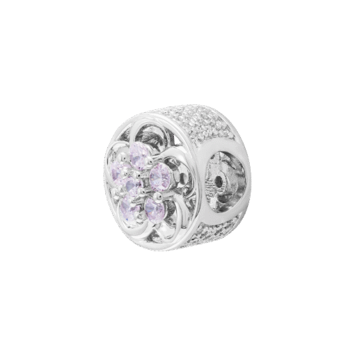 Hạt Charm Bạc Cao Cấp Hoa Pha Lê Tím Thanh Tao - Ảnh 3