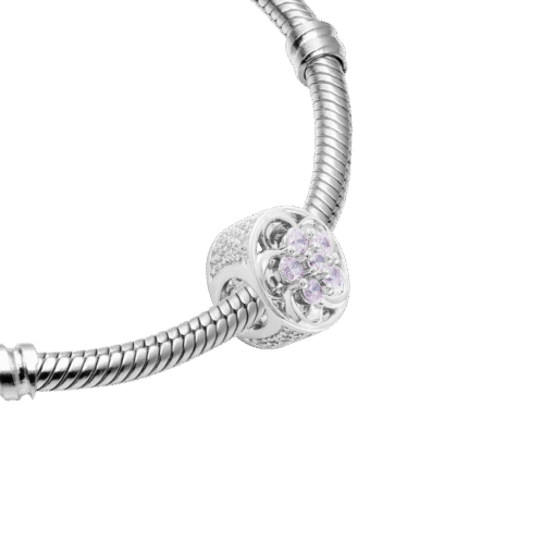 Hạt Charm Bạc Cao Cấp Hoa Pha Lê Tím Thanh Tao - Ảnh 4